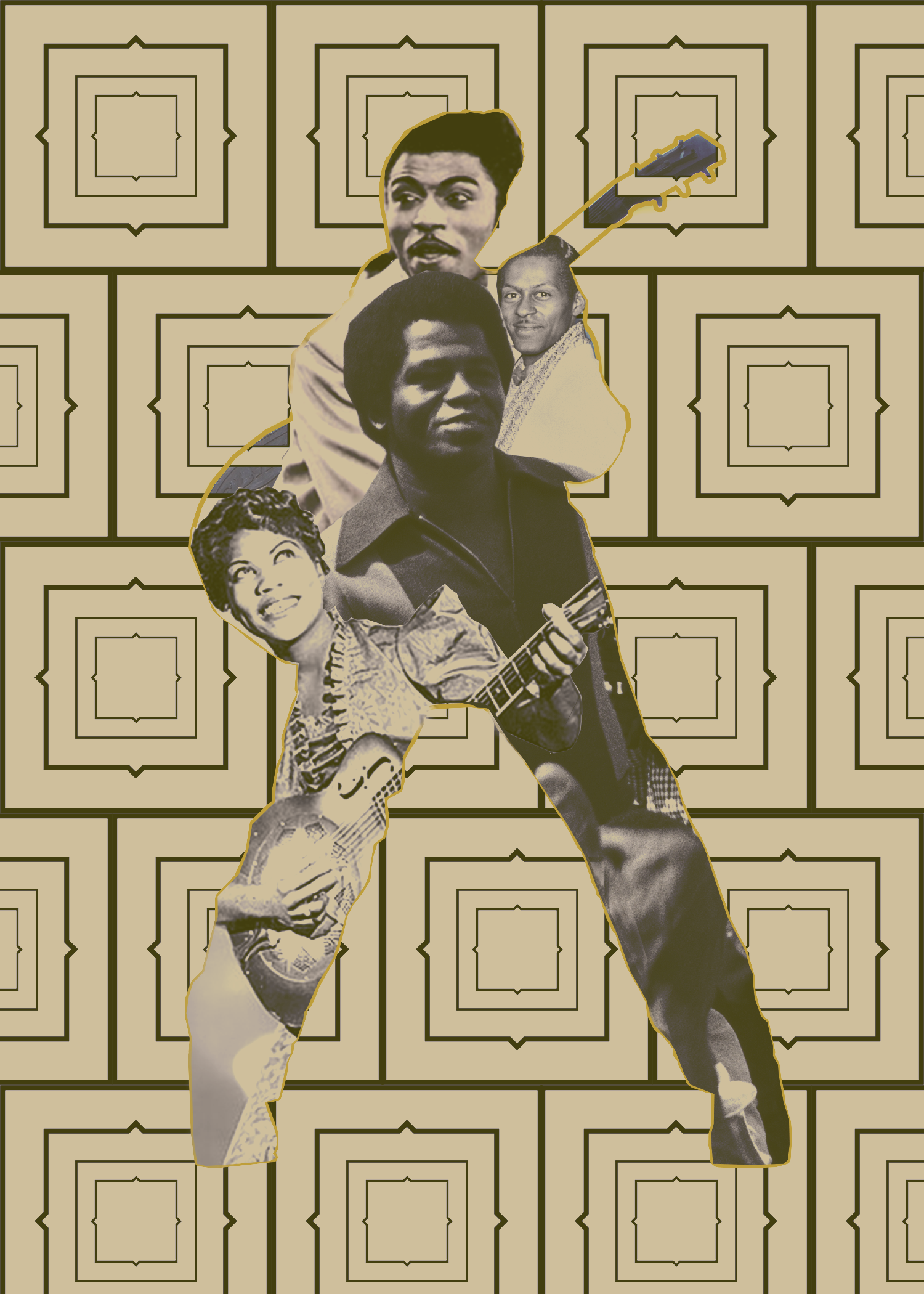 Collage with repeating Illustrator pattern